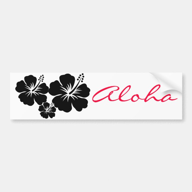 Black aloha flower bumper sticker (Front)