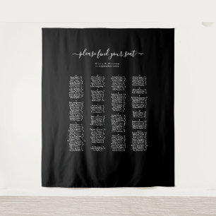 Black Alphabetical Wedding Seating Chart Backdrop  Tapestry