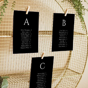 Black Alphabetical Wedding Seating Chart Card