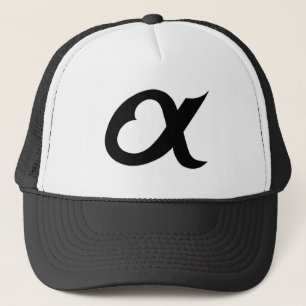black alpheart trucker hat