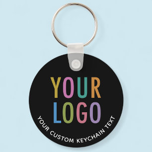 Black Aluminium Keychain Custom Business Logo Roun