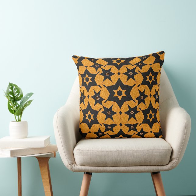 Black & amber abstract geometric pattern 1287 cushion (Chair)