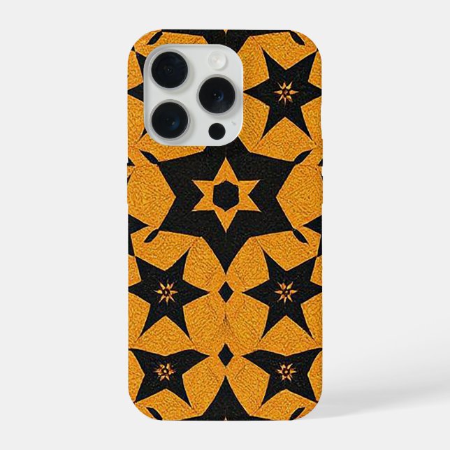 Black & amber abstract geometric pattern 1287 iPhone case (Back)