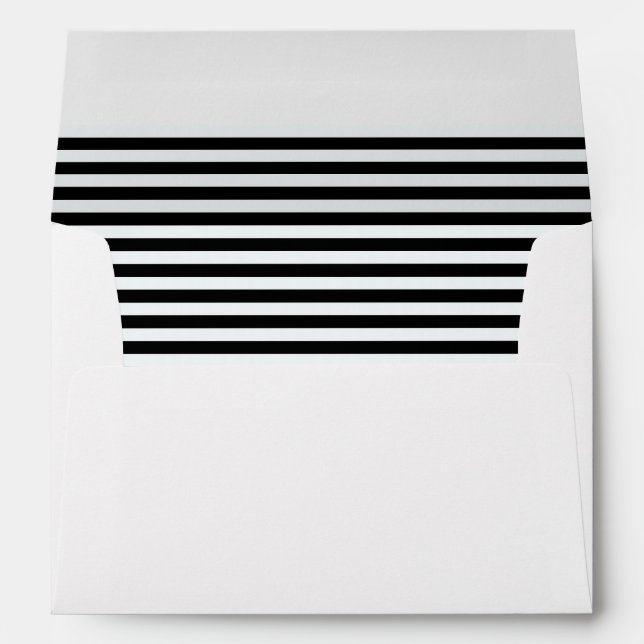 Black amd White Stripe lined envelope with Rose (Back (Bottom))