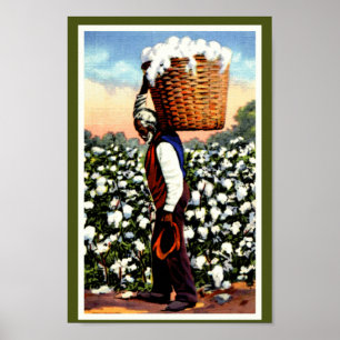 Black America Vintage Cotton Field Man Poster