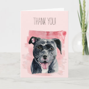 Black American Bulldog Watercolor Thank You