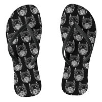 Black American bully pitbull dog flip flops