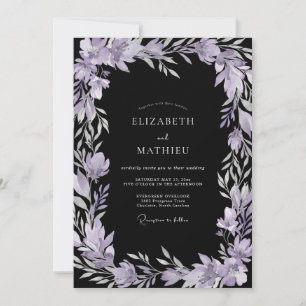 Black Amethyst Foliage Eucalyptus Wedding Invitation