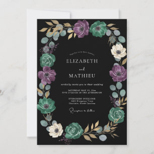 Black Amethyst Garland Wedding Invitation