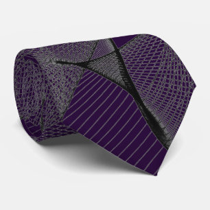 Black Amethyst & Silver Lace "Spider Web" Tie