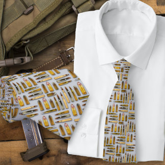 Black Ammo Bullets Cartridges Pattern Tie