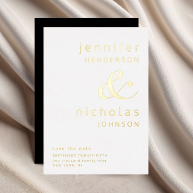Black Ampersand Wedding Save The Date Gold (Black Ampersand Wedding Save The Date Gold Foil Invitation)