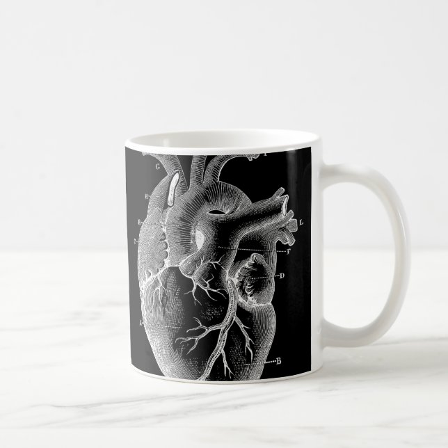 Black Anatomical Heart Coffee Mug (Right)