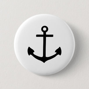 Black Anchor 6 Cm Round Badge