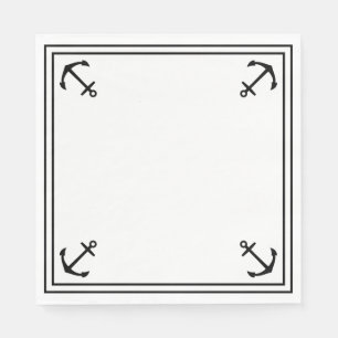Black Anchors on White Napkin
