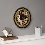 Black and Antique Gold Abstract Large Clock<br><div class="desc">Abstract Black and Antique Gold Decorative Clock ready for you to personalise. 🥇ONLY AVAILABLE ON ZAZZLE! ✔NOTE: ONLY CHANGE THE TEMPLATE AREAS NEEDED! 😀 If needed, you can remove some of the text and start fresh adding whatever text and font you like. 📌If you need further customisation, please click the...</div>