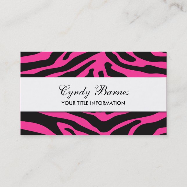 Black and Any Colour Zebra Business Card (Front)