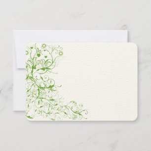 Black and Apple Green Love Bird Swirls RSVP Card