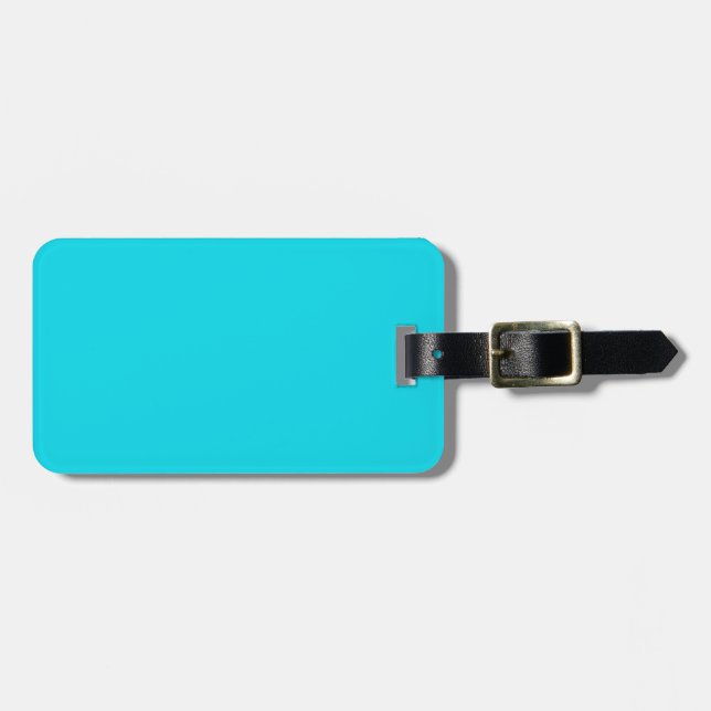 Black and Aqua Blue Luggage Tag (Front Horizontal)