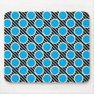 Black and Aqua Polka Dots Mouse Pad