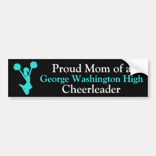 Black and Aquamarine Cheer Mum Bumper Sticker