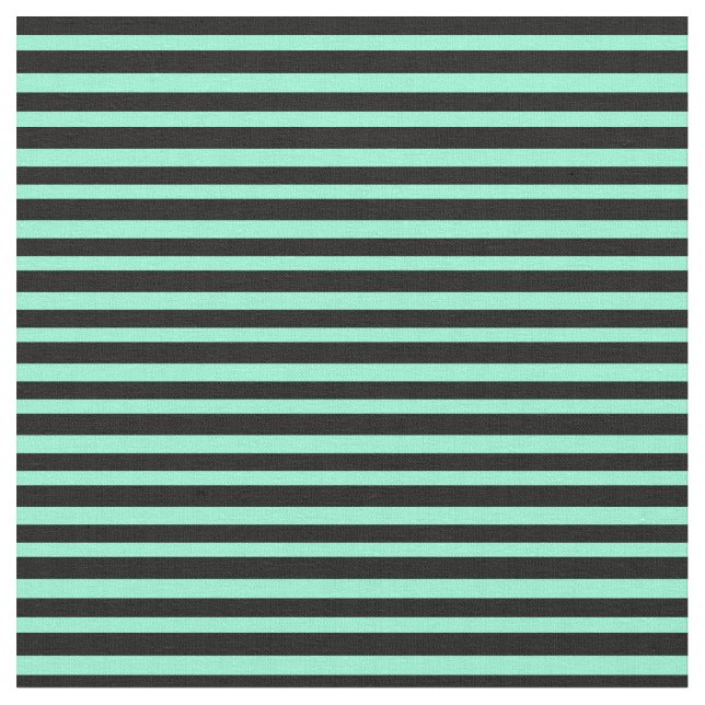 Black and Aquamarine Striped/Lined Pattern Fabric (Close Up)