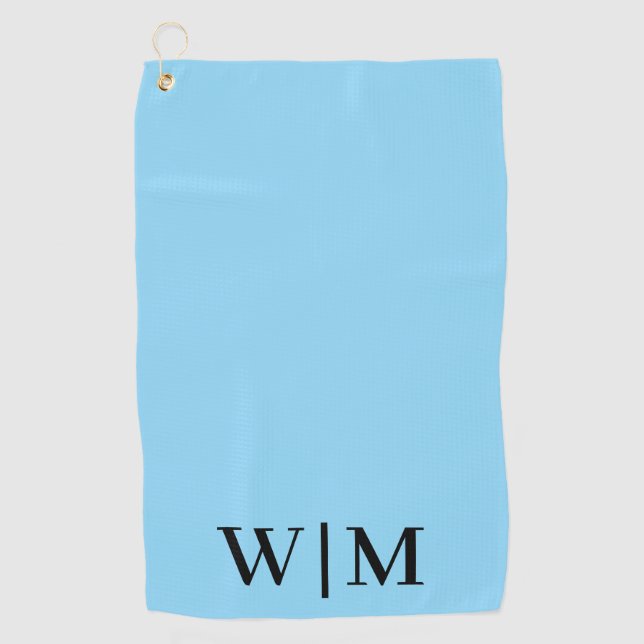  Black and Baby Blue Personalised Golf Towel (Front)