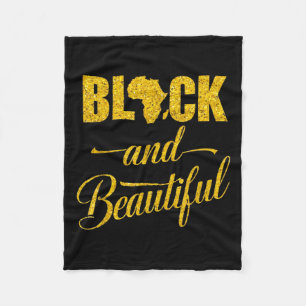Black And Beautiful Afro Black History Month Motiv Fleece Blanket