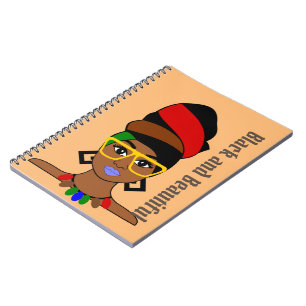 Black and Beautiful Headwrap Woman Afro Lady Notebook