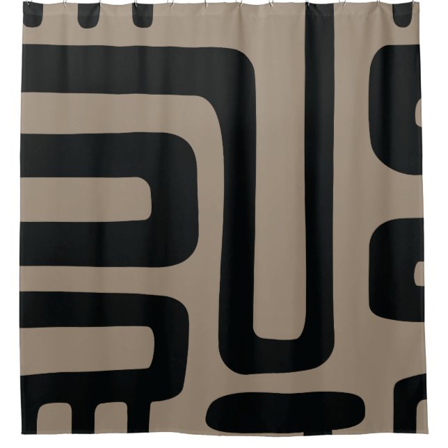 Black and Beige Abstract Shower Curtain (Front)