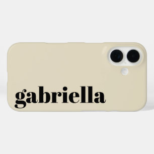 Black and Beige Bold Typography Personalised Name  iPhone 16 Case
