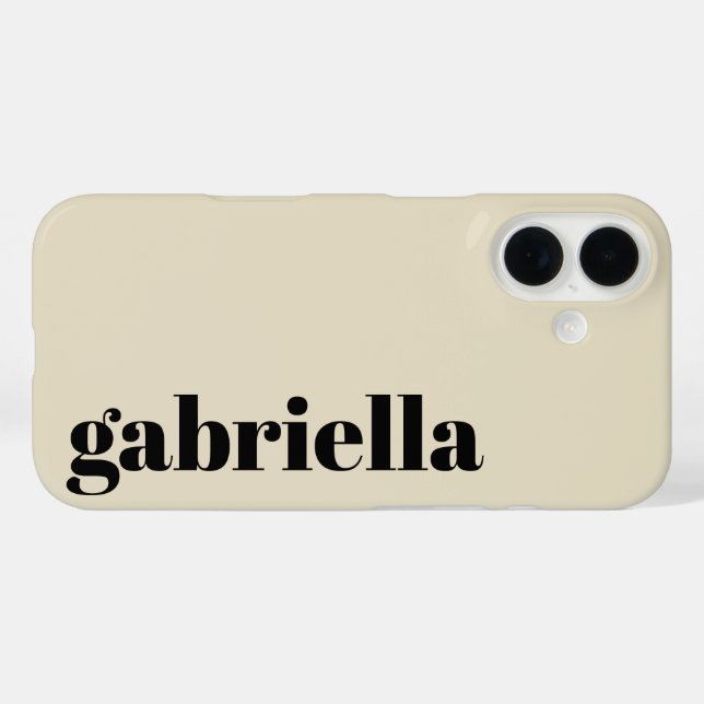 Black and Beige Bold Typography Personalised Name  Case-Mate iPhone Case (Back (Horizontal))