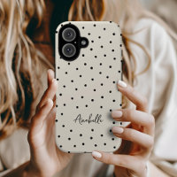 Black and Beige Chic Dots Minimalist Monogram
