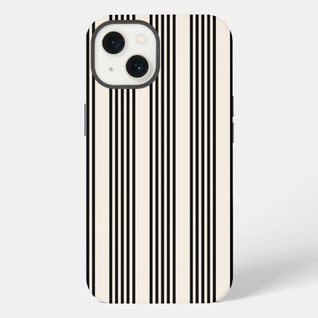 Black and beige five stripe pattern iPhone case (Back)