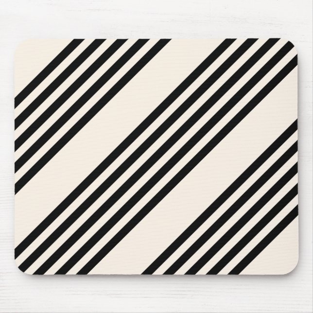 Black and beige five stripe pattern mouse pad (Front)