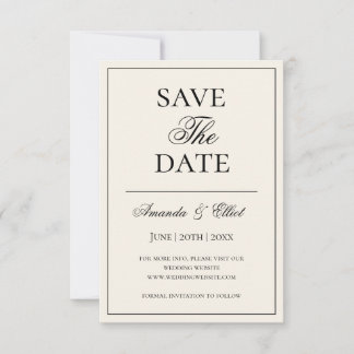 Black and Beige Minimalist Script Wedding Save The Date