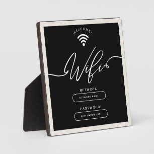 Black and Beige Minimalist Simple Wifi Zone  Plaque