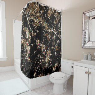 Black and Beige Neutral Rustic Winter Branches Shower Curtain