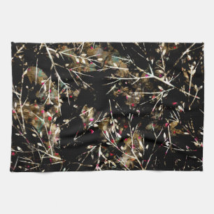 Black and Beige Neutral Rustic Winter Branches Tea Towel