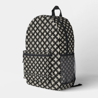 Black and Beige Printed Backpack