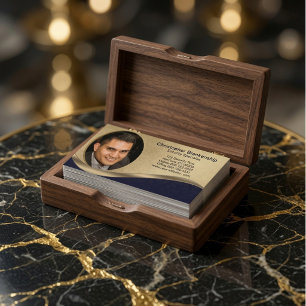 Black and Beige Professional Custom Photo  Business Card