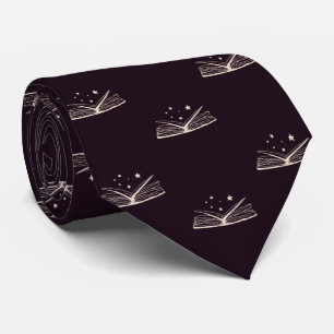 Black and Beige Stars Book Lovers' Graduation Tie