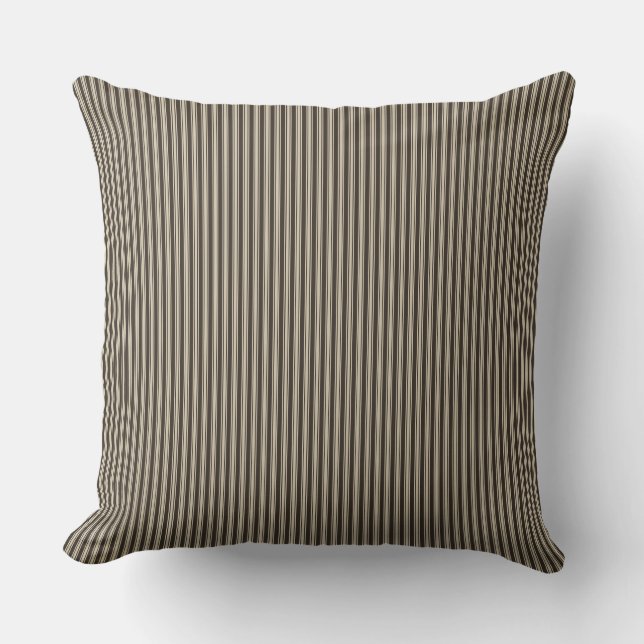 Black and Beige Ticking Stripe Cushion (Front)