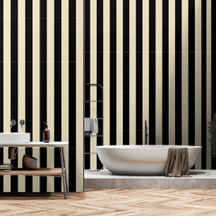Black And Beige Ultra Wide 4 Inch Stripe Wallpaper