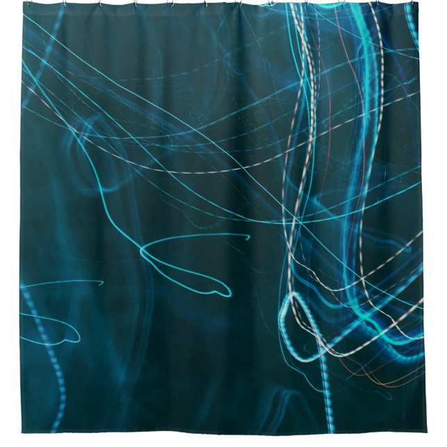 Black and blue abstract painting shower curtain (Front)