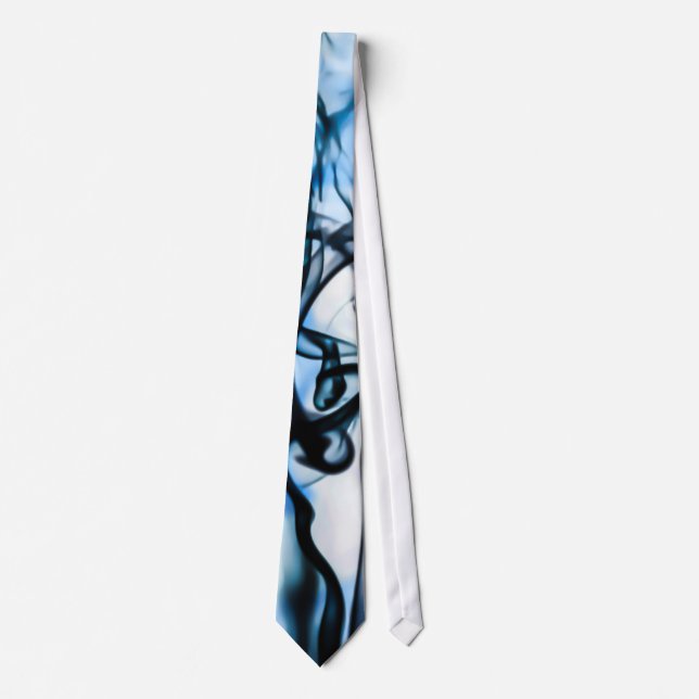 Black and Blue Abstract Smoke Pattern Tie (Front)