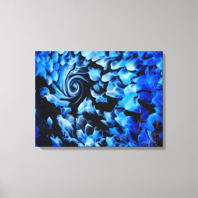 black and blue abstract swirl canvas print (Front)