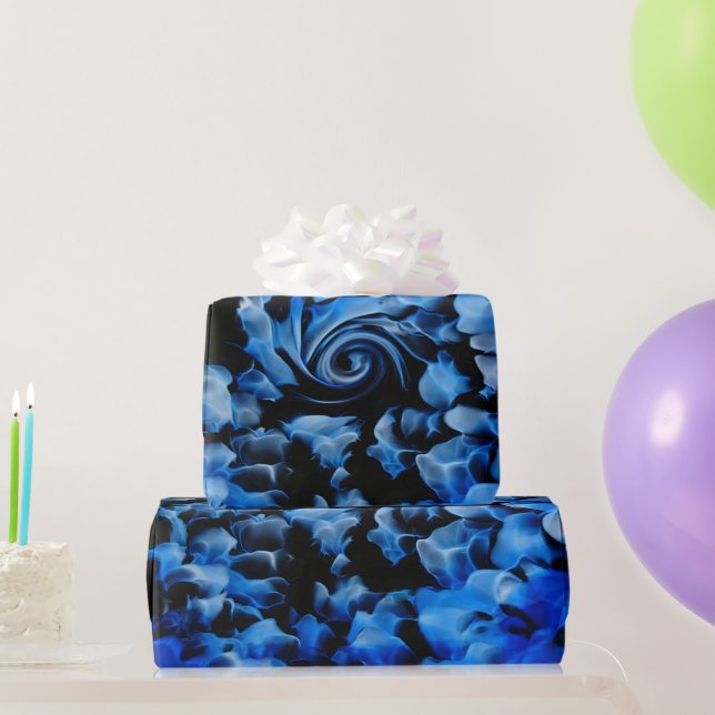 Black and Blue Abstract Wrapping Paper (Party Gifts)
