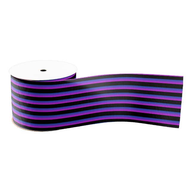 Black and Blue and Purple Stripes Grosgrain Ribbon (Spool)