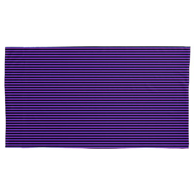 Black and Blue and Purple Stripes Pillowcase (Front-Left)